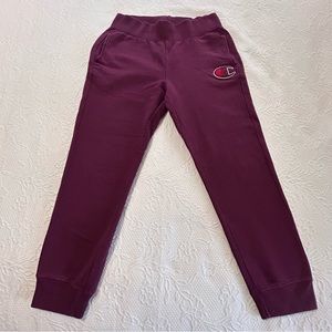 Champion Sweatpants Reverse Weave Ribbed-Cuff & Waist Deep-Purple Size Large
